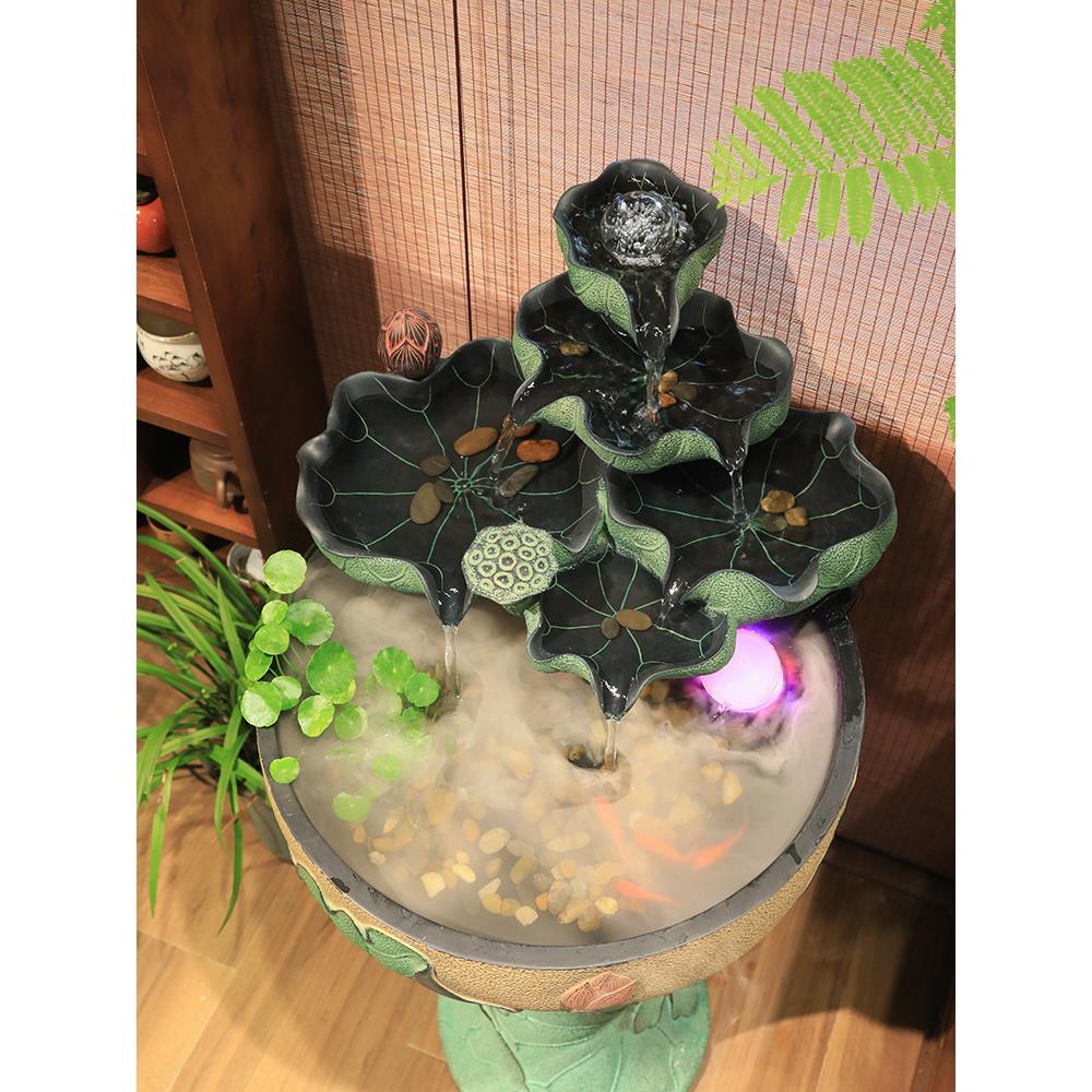 创意喷泉流水摆件招财风水球水景加湿器中式风水轮客厅桌面小鱼缸 - 图2