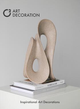 现代Wabi-Sabi树脂抽象艺术雕塑饰品模型房酒店销售部入口柜角桌