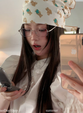 美式复古小狗方巾女y2k千禧辣妹包头巾绑发丝巾时髦百搭小领巾潮