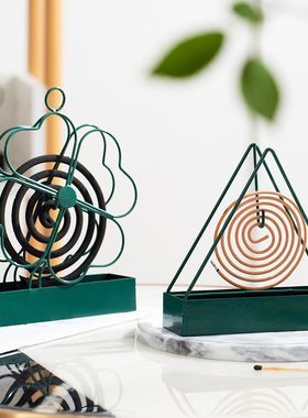 极速创意银杏叶铁艺挂式蚊香架家用卧室房间蚊香R托盘檀香接灰盘