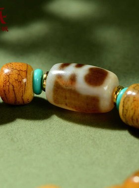 极速藏村文殊菩萨小唐卡吊坠牛骨手串扎基拉M姆盘玩手链绿松石隔