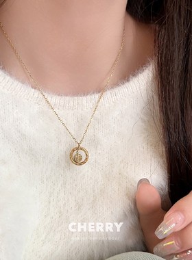 极速时来运转!福牌吊p坠钛钢项链女简约时尚气质毛衣链情侣闺蜜锁