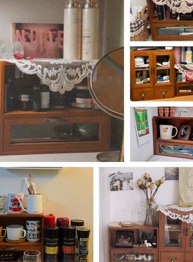 极速桌面化妆品收纳盒木质抽屉y式壁挂办公桌杂物票据信件分格整