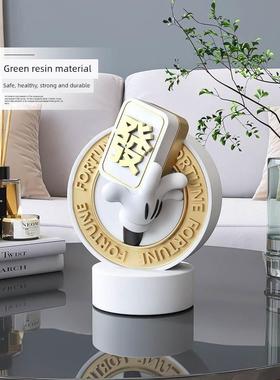 创意潮玩手牌发财新年摆件家居饰品客厅办公室摆设乔迁开业送礼物