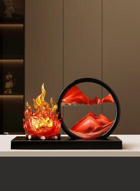 创意卡西法火焰流沙画沙漏摆件酒柜电视柜客厅玄关装饰品乔迁礼物