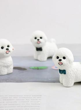可爱比熊犬陶瓷摆件创意家居装饰品小狗公仔摆设办公桌面节日礼物