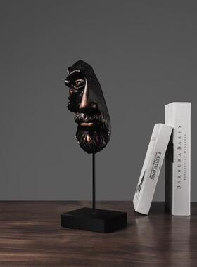美国覆古人脸树脂饰品家居客厅书房入口柜书柜雕塑装饰饰品
