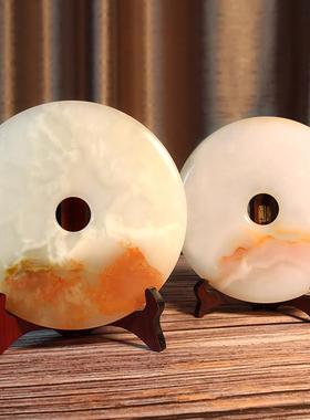 天然创意红花冰玉扣办公室书房玄关客厅和氏璧家居摆件装饰送礼品