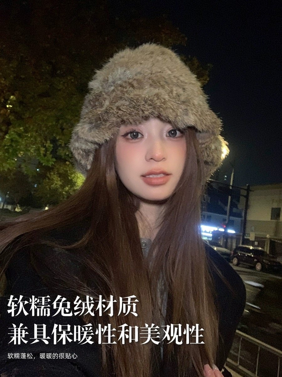 秋冬兔毛云朵针织帽假发女弹力大头围保暖雪山东北显脸小毛线帽,淘宝优惠券,粉丝福利购,淘宝优惠卷