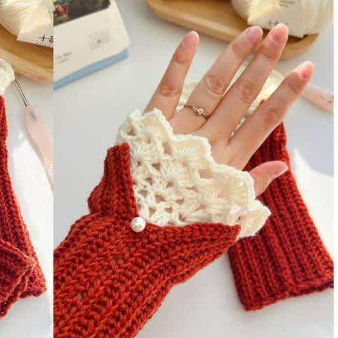 新手钩织保暖森系花边袖套毛线编织材料包钩针袖套钩织材料非成品,淘宝优惠券,粉丝福利购,淘宝优惠卷