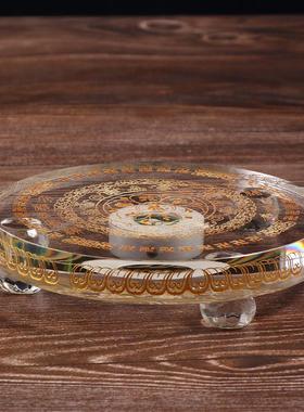 水晶底座托七彩发光插电LED灯桌面摆件舍利塔摆放佛像展示用带灯