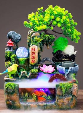 假山流水喷泉鱼缸摆件客厅小型瀑布风水轮循环水生财室内