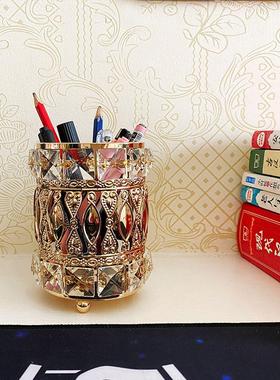 热卖欧式水晶笔筒化妆刷收纳筒 眉笔梳子整理收纳盒 水晶摆件定制