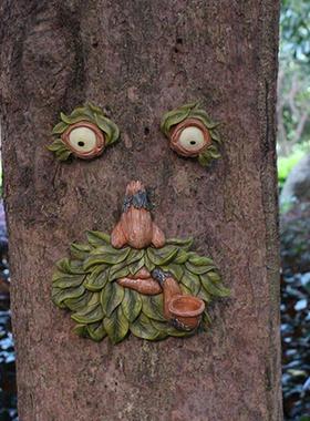 庭院树挂面具挂饰夜光树面挂件花园树怪面相户外树挂墙树脂工艺