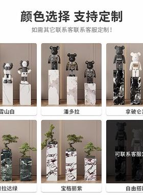 大理石雕塑底座摆台玄关岩板电视柜旁边落地客厅花架摆件底基座台