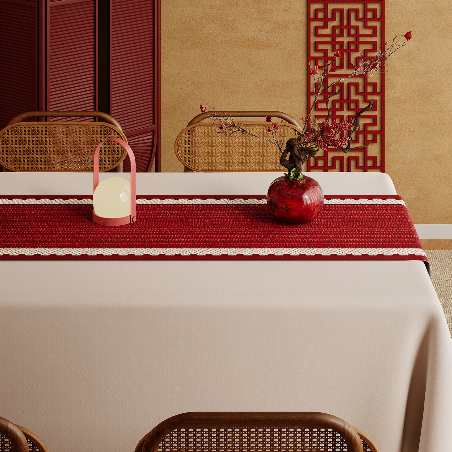 红色新年桌旗轻奢高端斗柜电视盖布结婚喜庆氛围布置长条茶桌垫布,淘宝优惠券,粉丝福利购,淘宝优惠卷