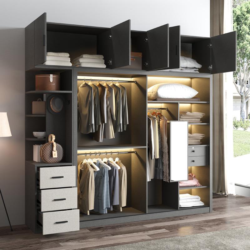 北欧推拉门衣柜简约现代组装家用卧室移门衣橱全实木多层板收纳柜 - 图0