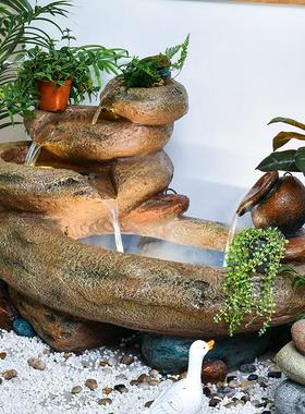 石磨假山流水喷泉阳台造景鱼池摆件循环水景观庭院花园布置装饰品