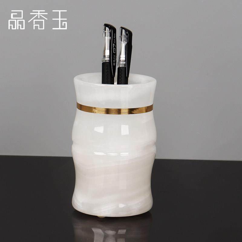 笔筒梳子筒白玉大理石收纳筒 牙刷牙具架座浴室洗手台化妆轻奢,淘宝优惠券,粉丝福利购,淘宝优惠卷
