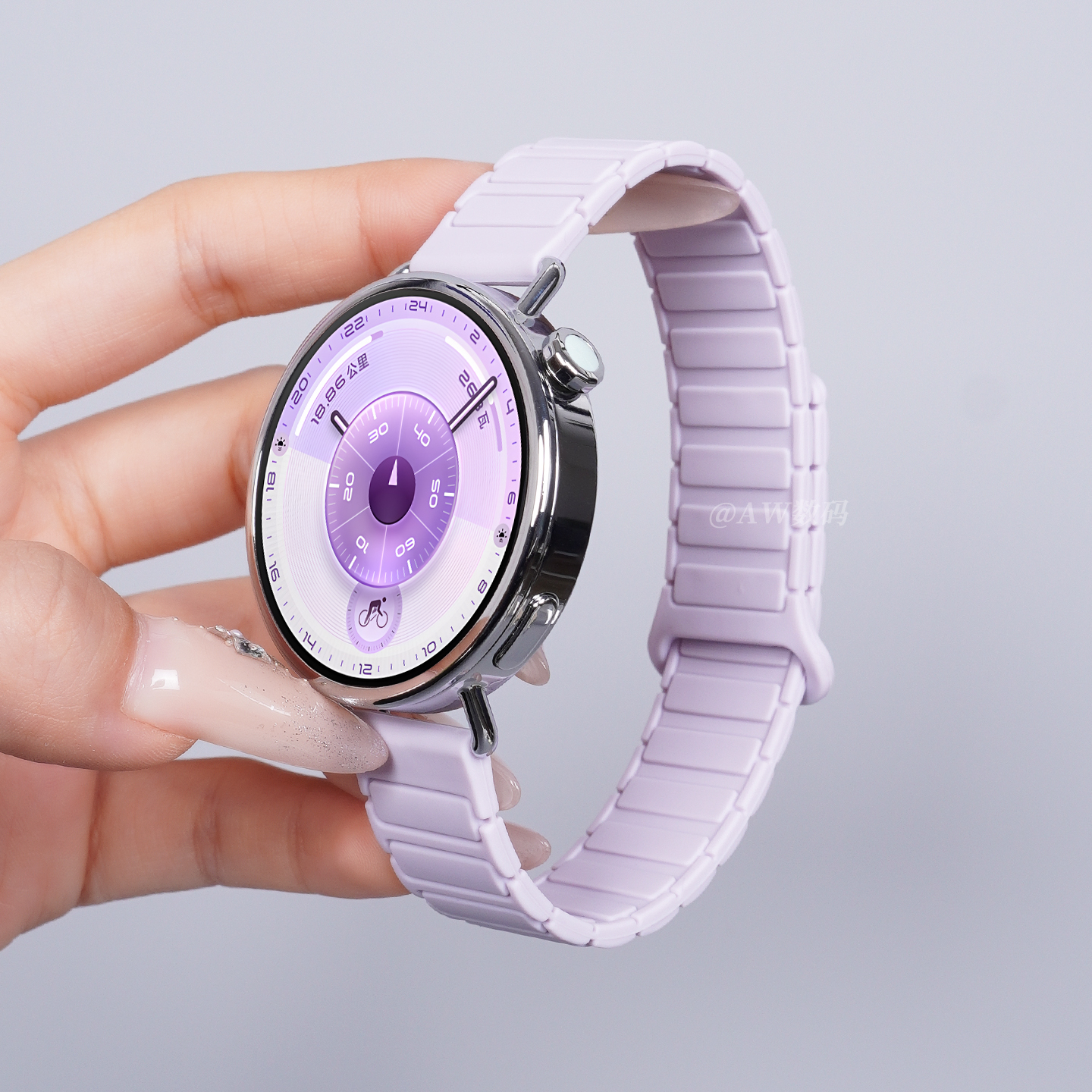 新款流光紫适用华为GT6表带gt5手表女款磁吸硅胶watch5运动腕带watchgt4智能女士41mm高级感小香风秋冬替换带 - 图3