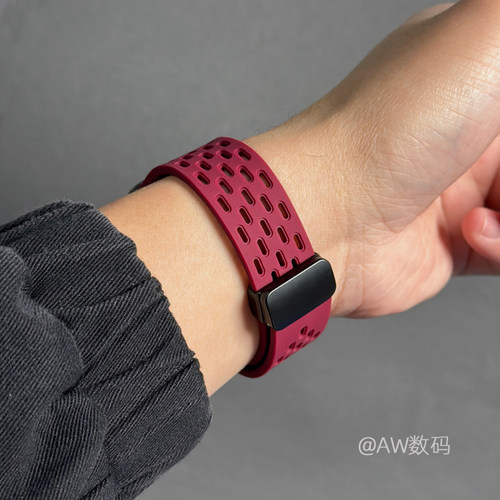 适用苹果S11手表S10表带applewatch透气网孔硅胶表带S8硅胶S9表带iwatch10Ultra男运动创意S7女45/42mm手表带 - 图3