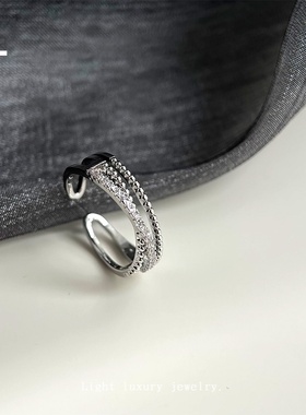 微镶锆石时尚通勤简约百搭开口可调节指环休闲风戒指工厂义乌饰品