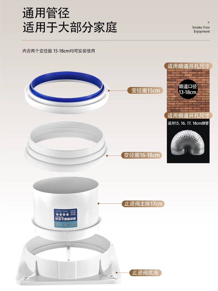 箭牌烟道止逆阀厨房专用抽油烟机单向排烟风管止回阀防烟宝卫生间 - 图0