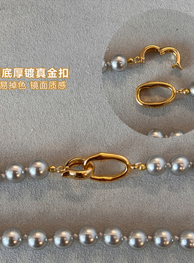 施家银灰色珍珠项链女