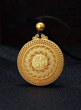 古法传承老黄金工艺镀越南沙金吊坠阿弥陀佛项链传家金罗盘男女款