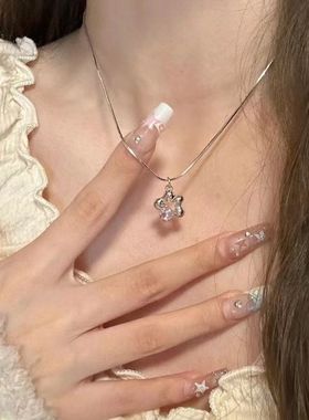 设计花朵彩钻项链个性小众百搭锁骨饰女潮颈链情侣