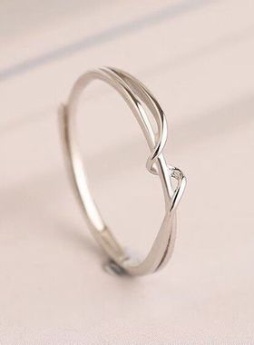 简约线条女戒指小众设计几何指环冷淡风时尚个性小清新活口