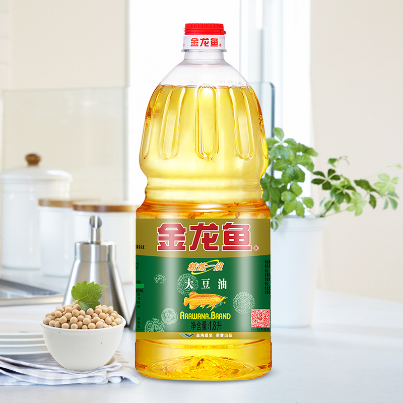 金龙鱼精炼一级大豆油1.8L 植物油食用油小瓶家用煎炸烘焙色拉油 - 图1