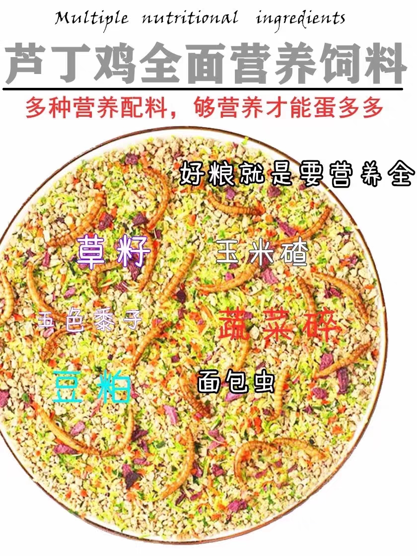 芦丁鹌鹑饲料粮食育大小卢丁鸡开口粮宠物吃幼鸡专用产蛋食物蔬菜