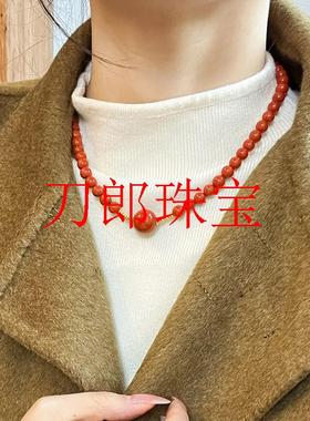 南红玛瑙樱桃红满肉小米珠原创新中式项链国风女款川料碧玉锁骨链