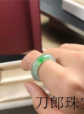 精品缅甸老坑翡翠色冰种戒圈阳绿