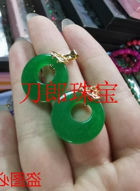 缅甸糯种阳绿翡翠色新中式转运玉坠辣绿冰种怀古项链平安扣玉吊坠