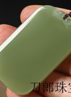 新疆和田青玉平安无事牌玉石吊坠男女玉牌挂件黑绳项链吊坠饰品