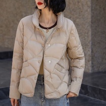 Boseldens joint Xiangyun duvet jacket ladies short 2023 new standout collar light and thin white duck suede fashion autumn and winter