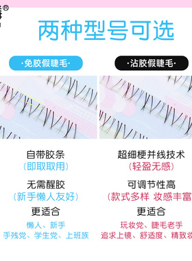 青麟【棕色风清扬下睫毛】透明梗假睫毛自然仿真单簇眼睫毛素人妆