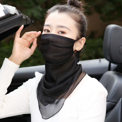 Шелковая дышащая вуаль, медицинская маска, с защитой шеи