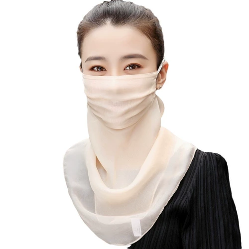 Шелковая дышащая вуаль, медицинская маска, с защитой шеи