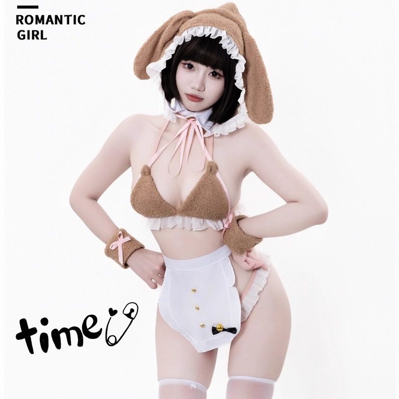 污喵社 软萌小熊 秋冬毛绒内裤 三点式比基尼内衣套装 二次元cos,淘宝优惠券,粉丝福利购,淘宝优惠卷
