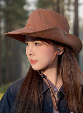 芋水萌遮阳防晒渔夫帽女户外登山