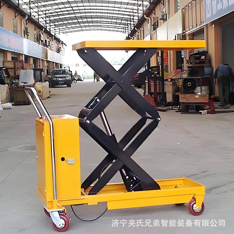 手动液压移动剪叉式小型升降平台车电动固定货梯平板举升机手推车 - 图1