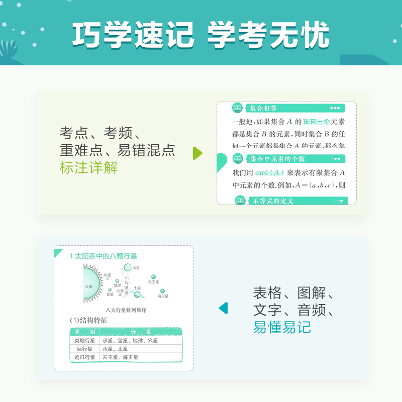 小四门必背知识点初中迷你口袋书星火高中英语词汇速记背记手册语文数学公式定律物理化学生物思想政治历史地理必背古诗词文言文识