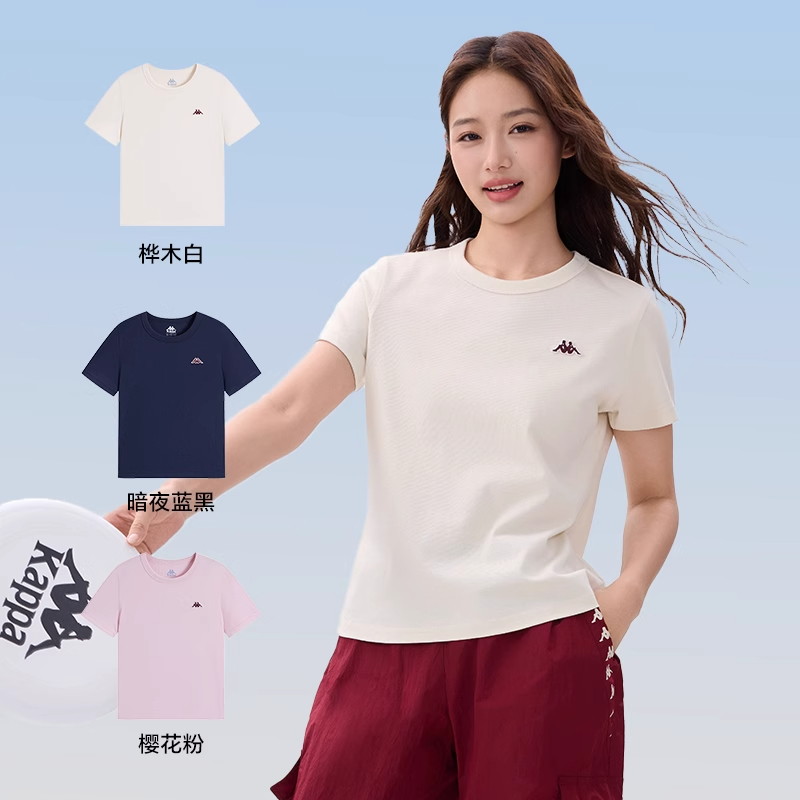 Kappa卡帕女装2025夏季新款运动休闲简约百搭短袖T恤K0F42TD38 - 图1