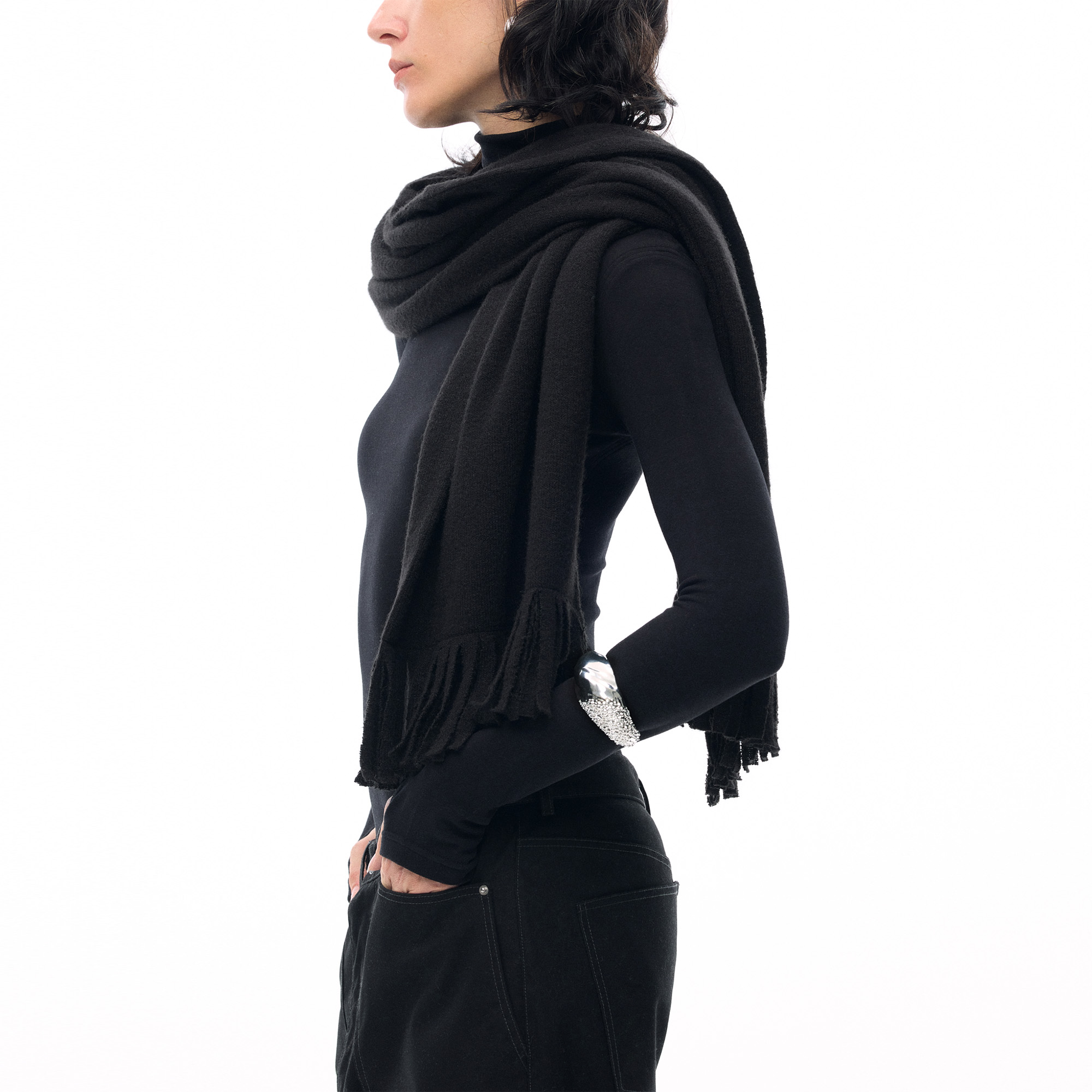 ISSIofficial*双层矩形流苏围巾披肩 - 图2