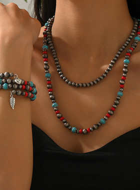 复古串珠手链项链3件套