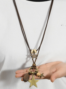 复古星星女士项链毛衣链