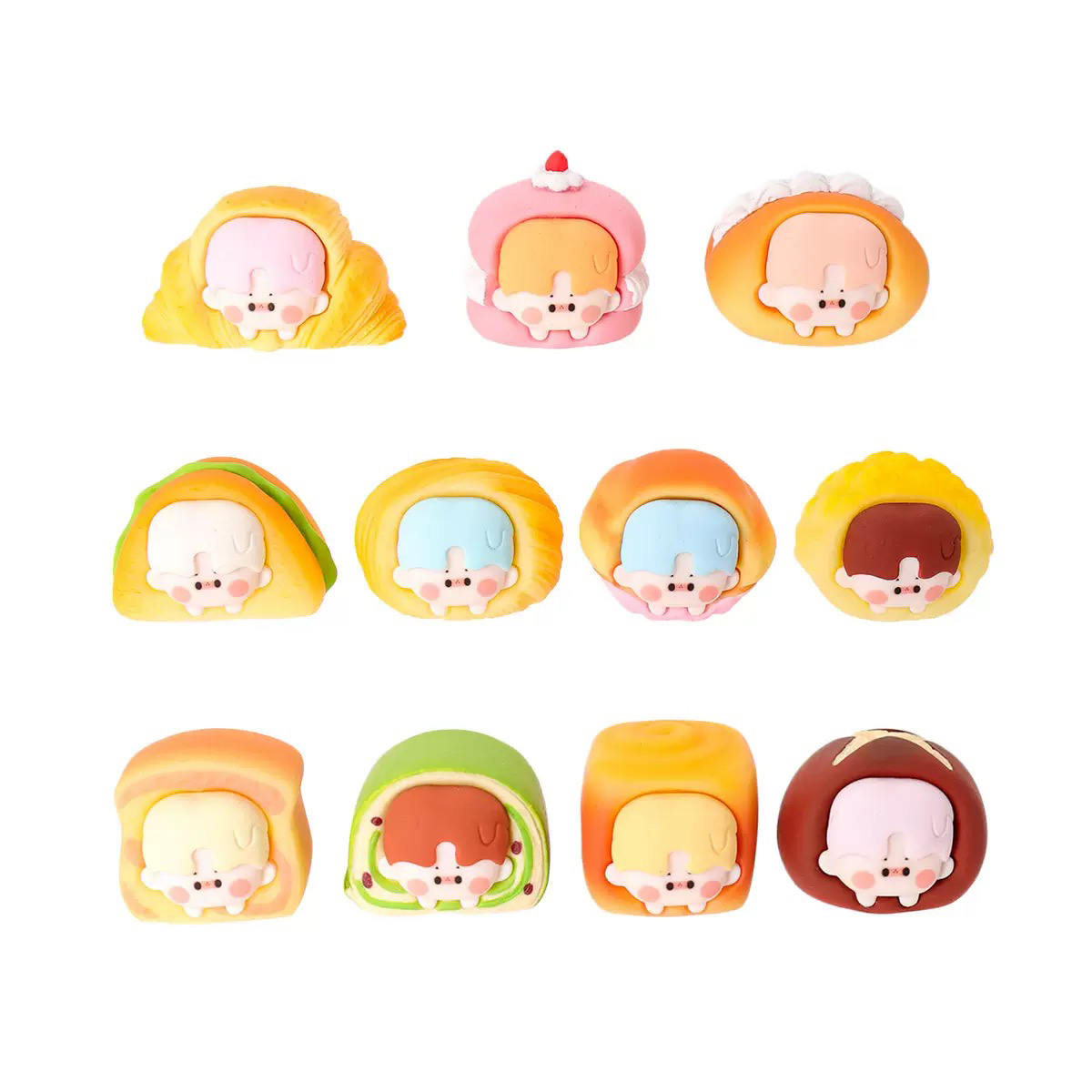 面包派对萌粒摆件可爱潮玩仿真美食甜品公仔面包节创意小礼品批发 - 图3